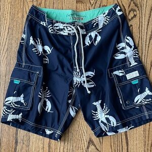 J. Crew Men's Black Lobster Print Board Shorts size 32